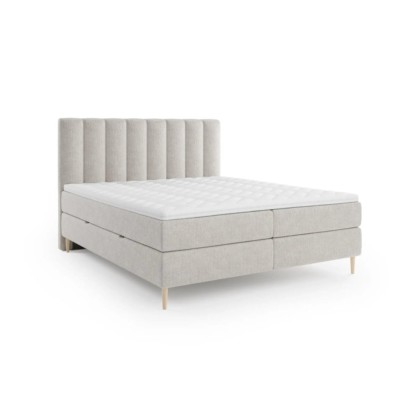 Lit BOXSPRING type BOXBED SOMMEIL - Avec tête de lit, coffre intégré, matelas ressorts ensachés et surmatelas inclus