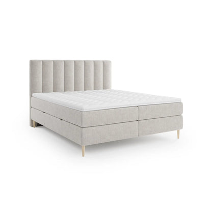 Lit BOXSPRING type BOXBED SOMMEIL - Avec tête de lit, coffre intégré, matelas ressorts ensachés et surmatelas inclus