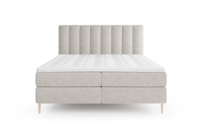 Lit BOXSPRING type BOXBED SOMMEIL - Avec tête de lit, coffre intégré, matelas ressorts ensachés et surmatelas inclus