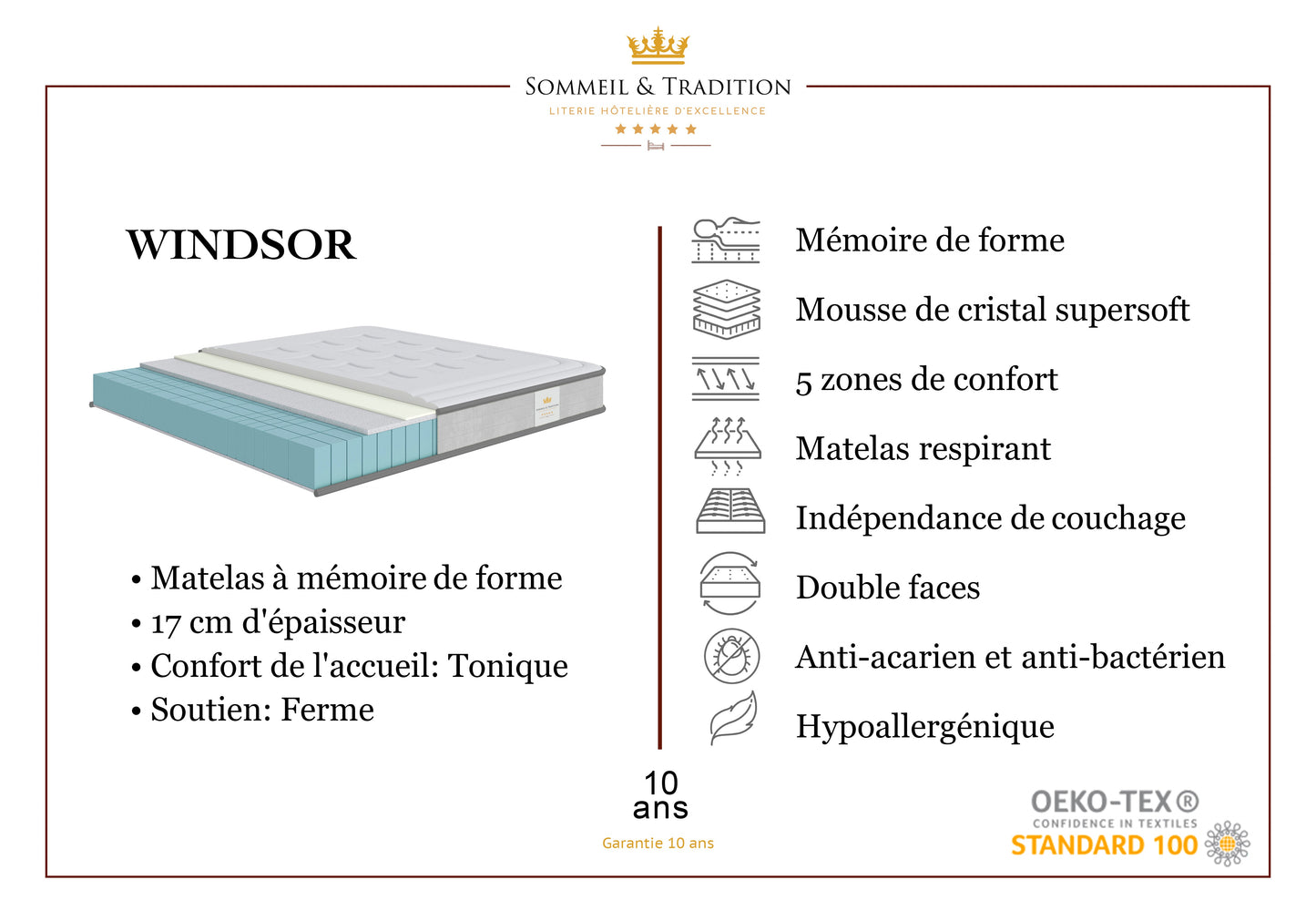 Memory foam mattress - WINDSOR 17 cm